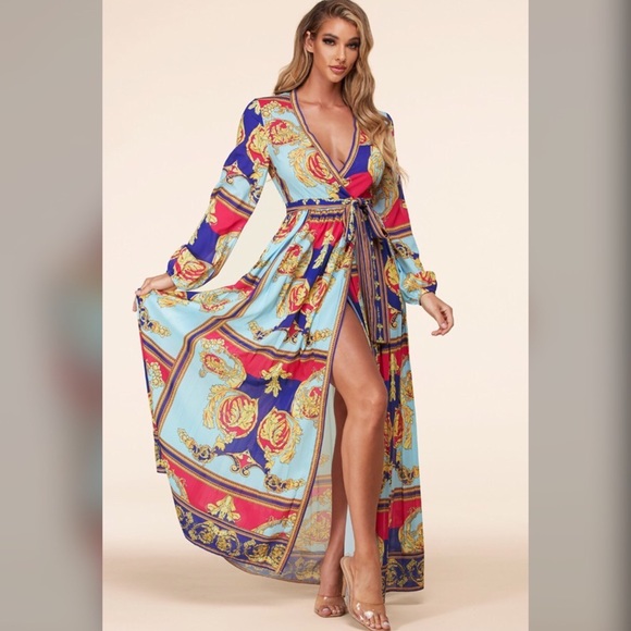 Versailles Print Long Sleeve Maxi dress - Picture 6 of 6